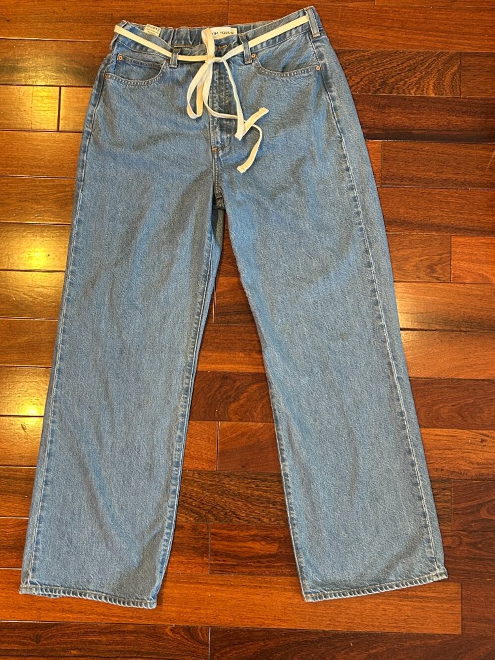 Denim Forum The 90s So-Soft Lo-Rise Baggy Jeans Size 29 Tie Belt Wide Leg